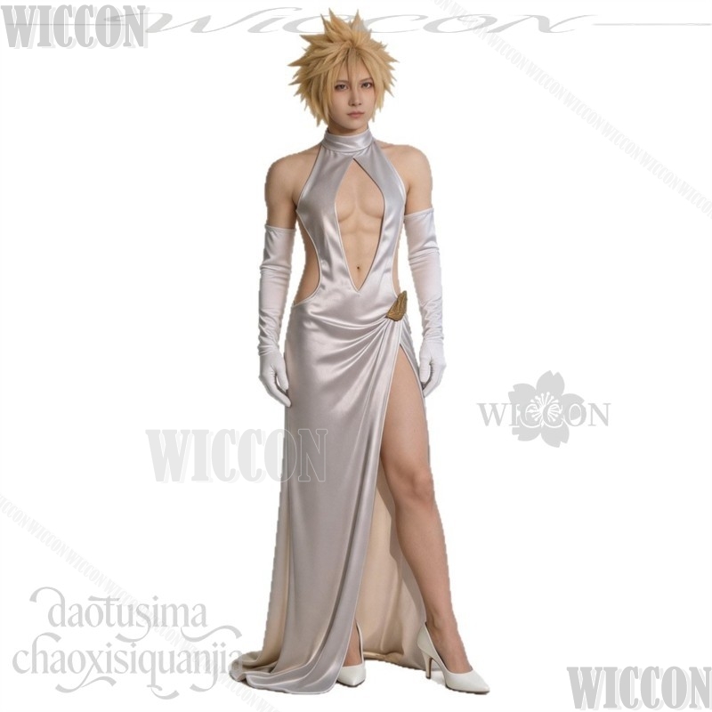 FF7 Cosplay Cloud High Slit We - Evening Gown 评论和价格