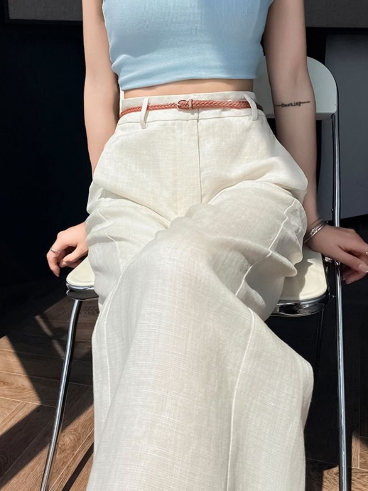 High Waist Narrow Cut Linen Co - Tailored Trouser Wide 评论和价格